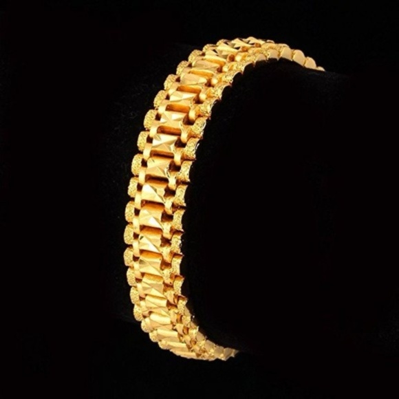 Mens "Adrian" 18K Real Gold Plated Link Bracelet - Picture 1 of 3
